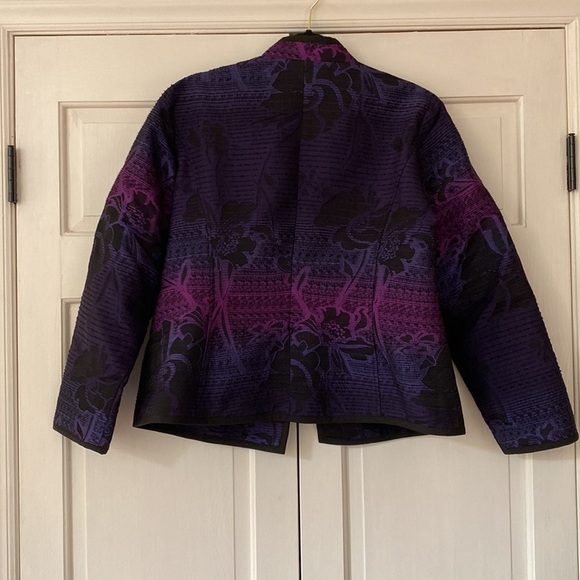 Chico’s Size 2 Textured Open Front Ombré Jacquard Jacket Blazer Chicos Large - Picture 10 of 10